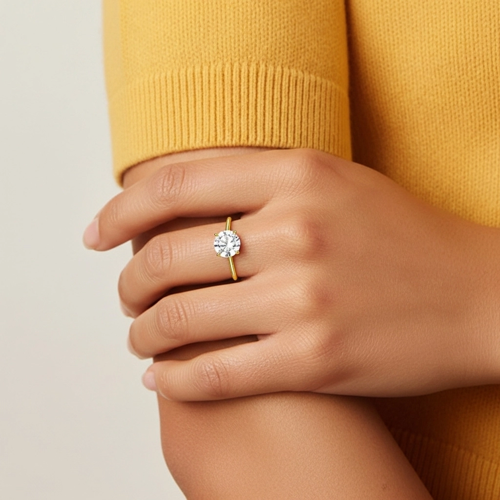 Or jaune 18 carats Plaqué Classique Bague de fiançailles