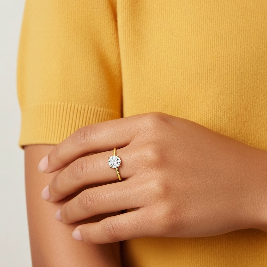 Or jaune 18 carats Plaqué Classique Bague de fiançailles