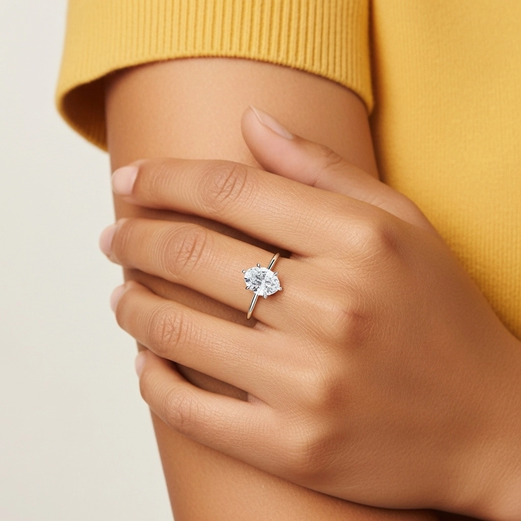 Blanc Moissanite Bague de fiançailles