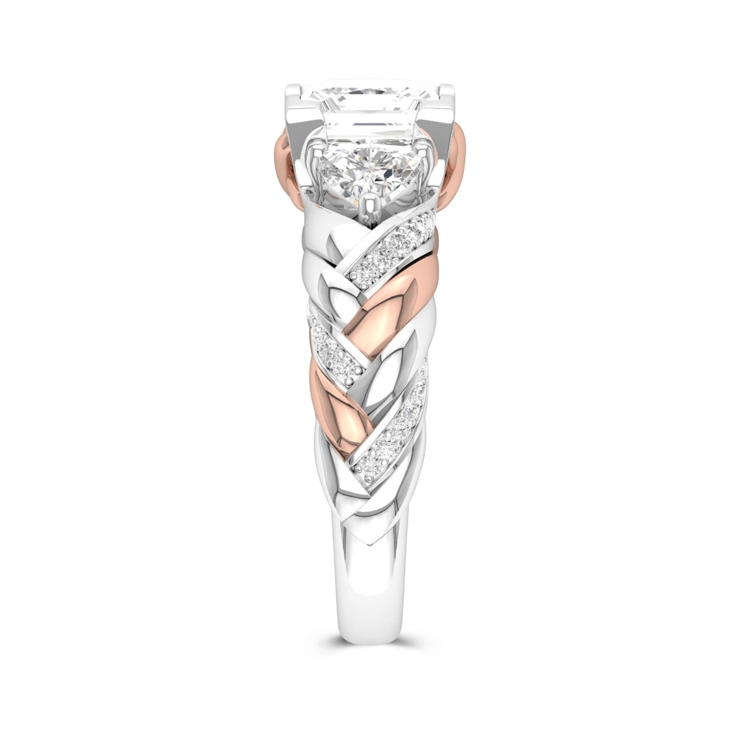 Two Tone Plated Unique Braided Wire Knot Engagement Ring