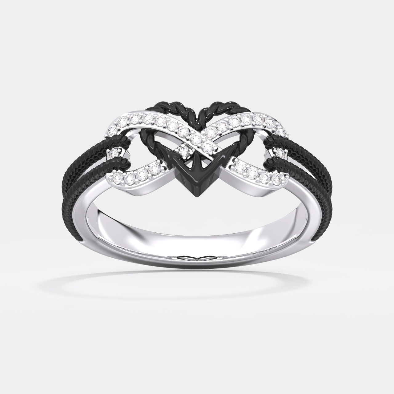 Black Plated Unique Anchor Heart Infinity Promise Ring