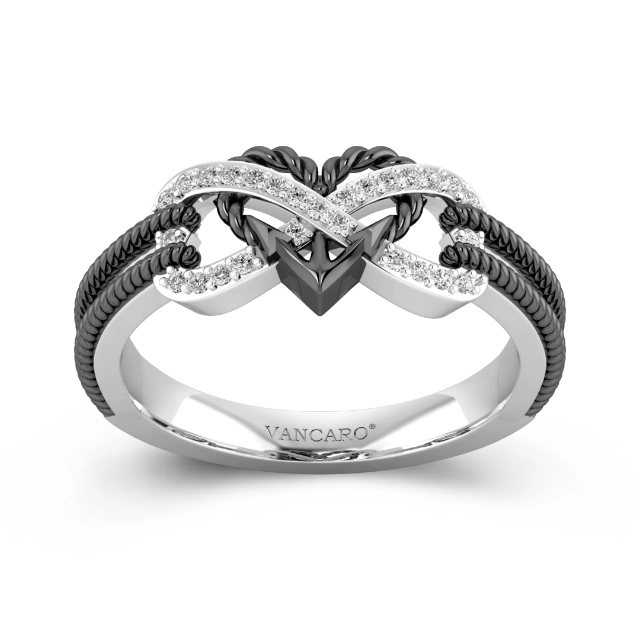 Black Plated Unique Anchor Heart Infinity Promise Ring