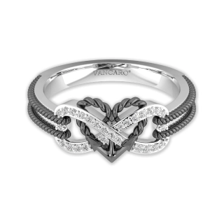 Black Plated Unique Anchor Heart Infinity Promise Ring