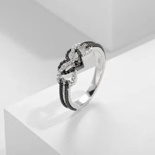 Black Plated Unique Anchor Heart Infinity Promise Ring