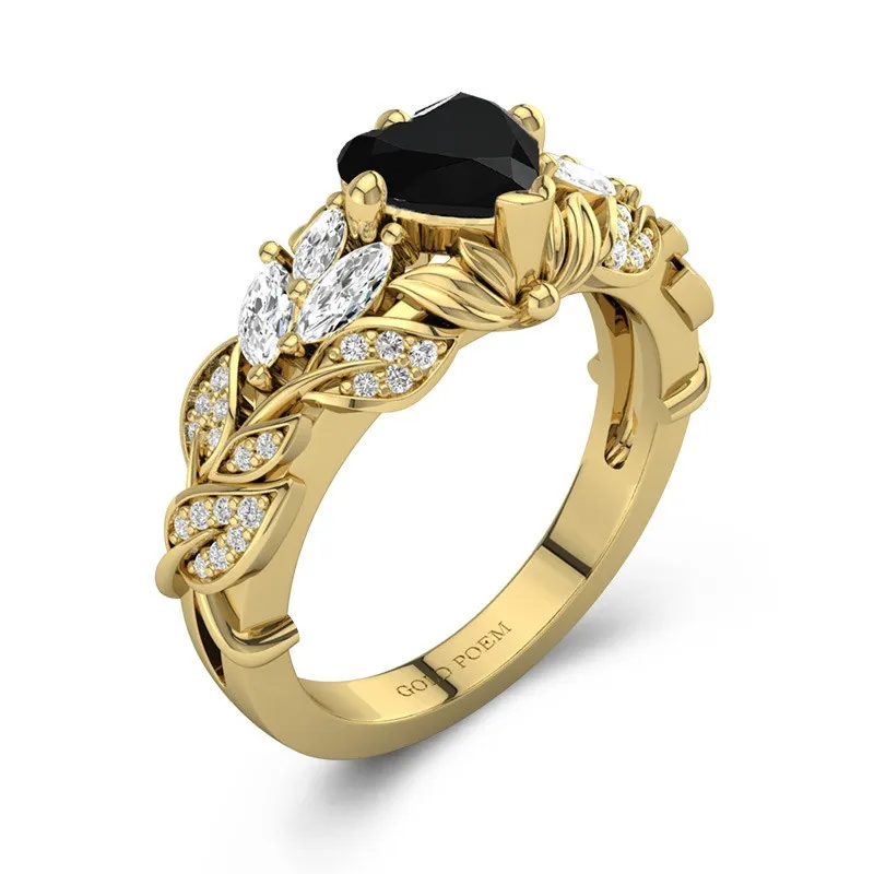 Black Cubic Zirconia Engagement Ring