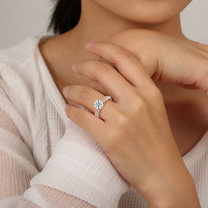 East west hot sale moissanite ring