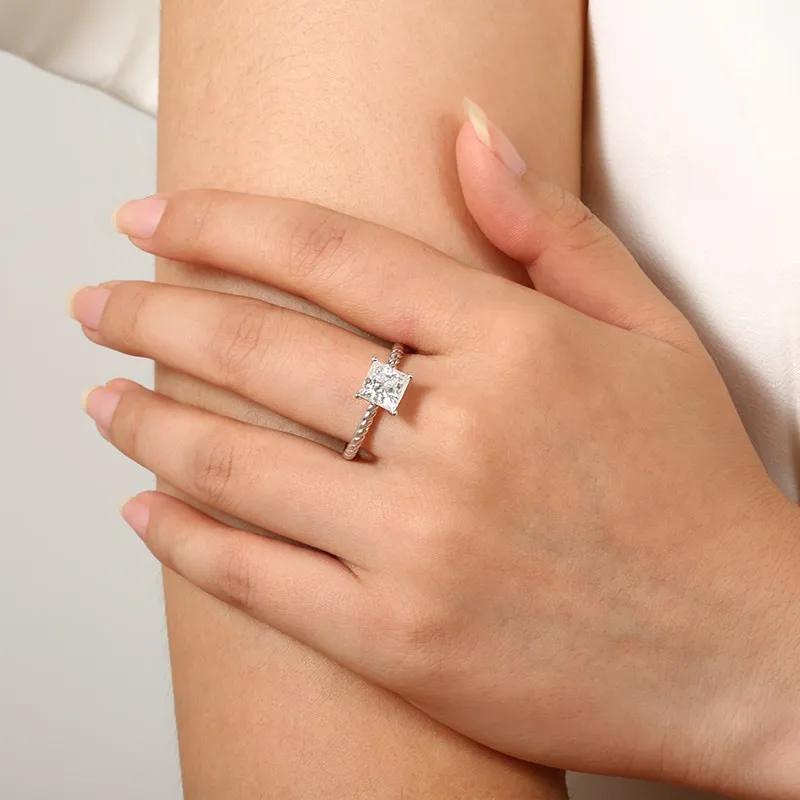 Modern Princess 1.50ct Moissanite Engagement Ring