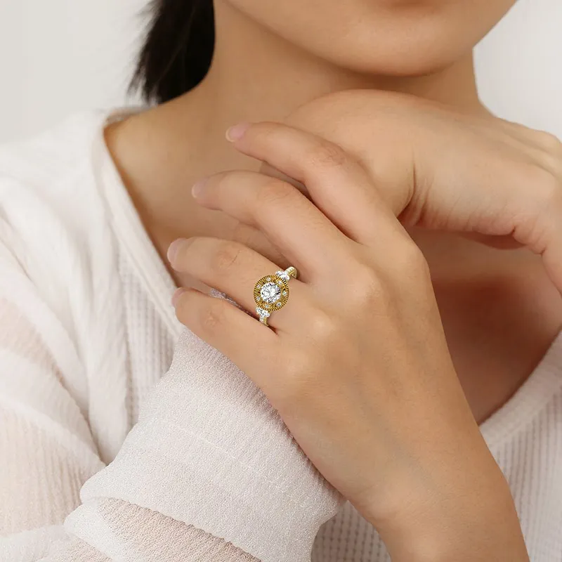 Vintage Milgrain Round Cut Engagement Ring