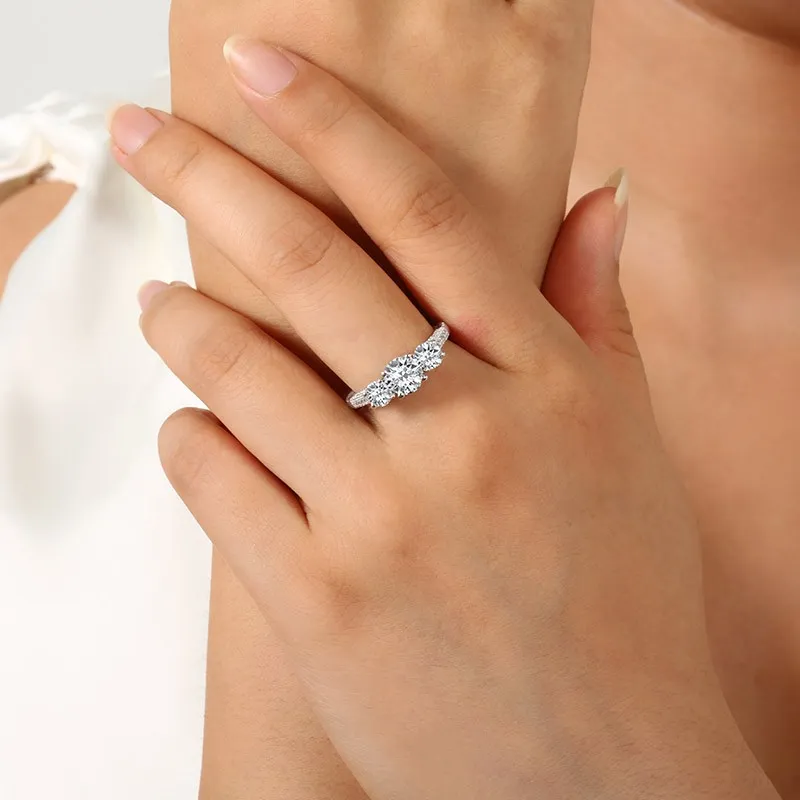 925 Sterling Silver Moissanite Engagement Ring