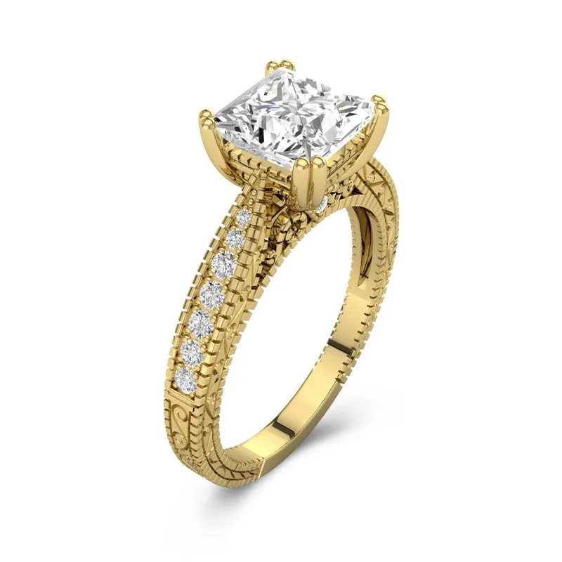 18K Gold Moissanite Engagement Ring