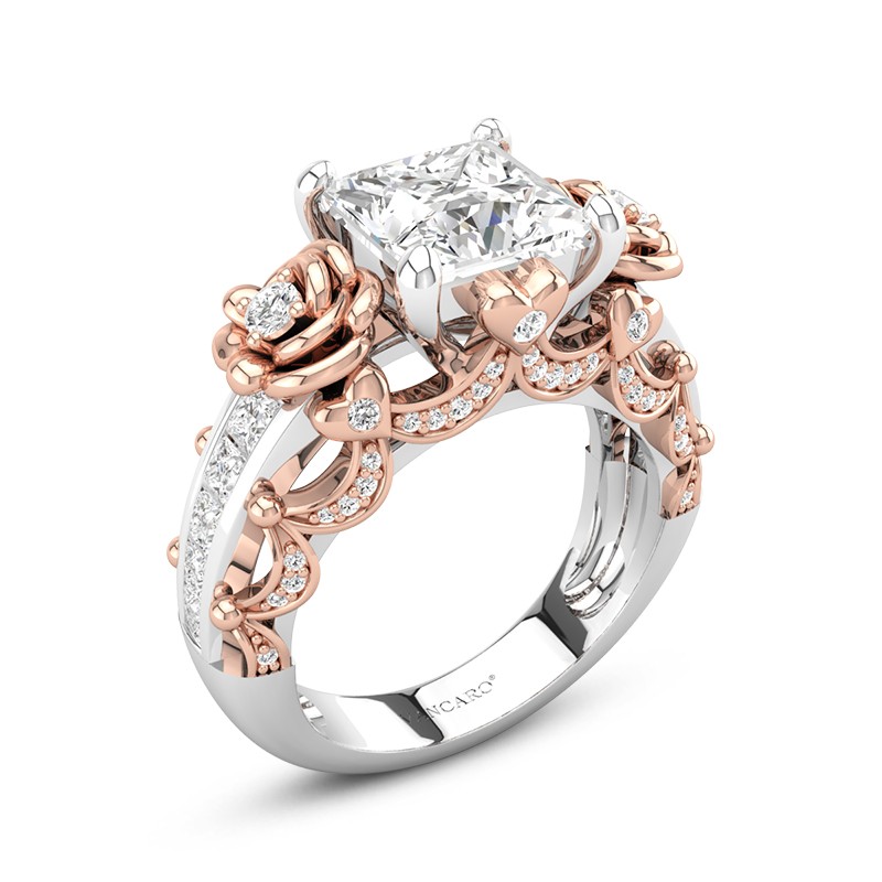 rose gold and silver engagement rings