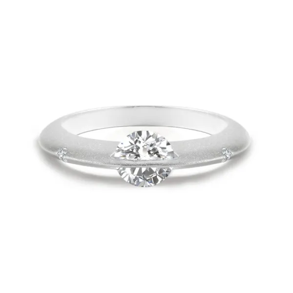 Timeless Rotating Star Engagement Ring in White Gold Matte Cabochon