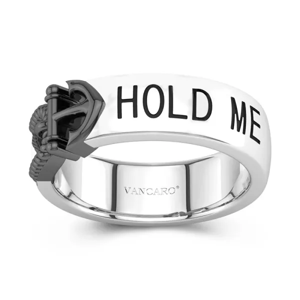 Unique Anchor Letter Women Wedding Band In 925 Sterling Silver