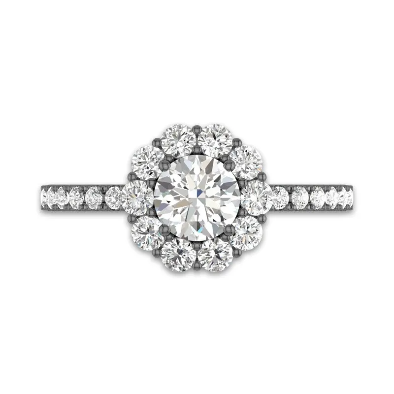 Halo Engagement Ring 1.00ct Cubic Zirconia