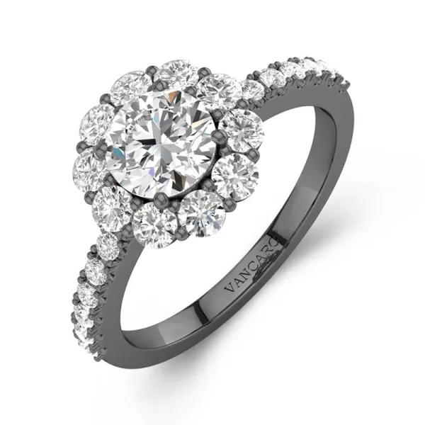 Halo Cubic Zirconia Engagement Ring In 925 Sterling Silver