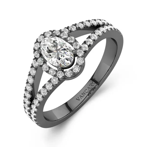 Black Engagement Ring Oval White Cubic Zirconia Ring Women