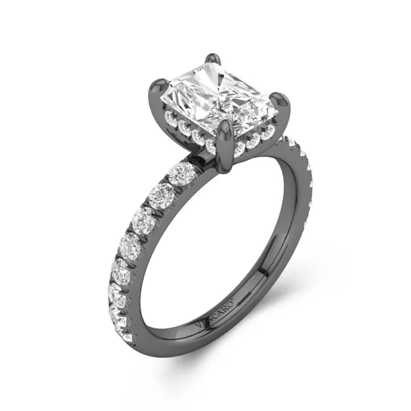 Hidden Halo Cubic Zirconia Engagement Ring In 925 Sterling Silver