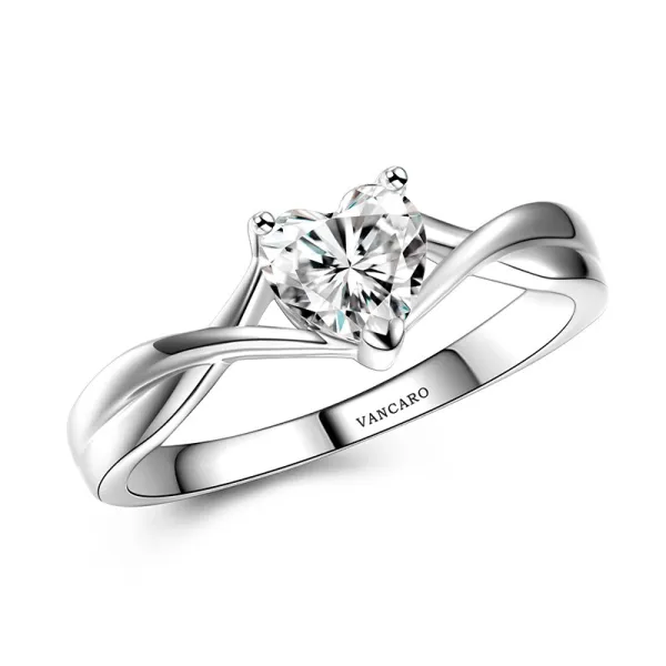 Heart Cut Engagement Ring Dainty Simple Women 0.75ct Cubic Zirconia