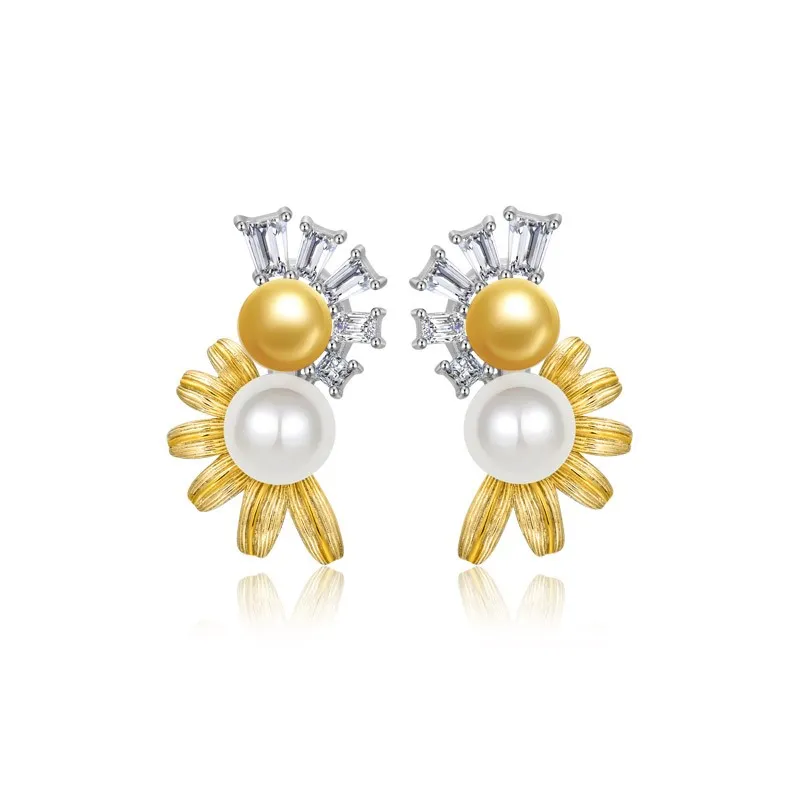 Nature Marguerite Placage Satin Clou d'oreille Boucles d'oreilles Pour Femme