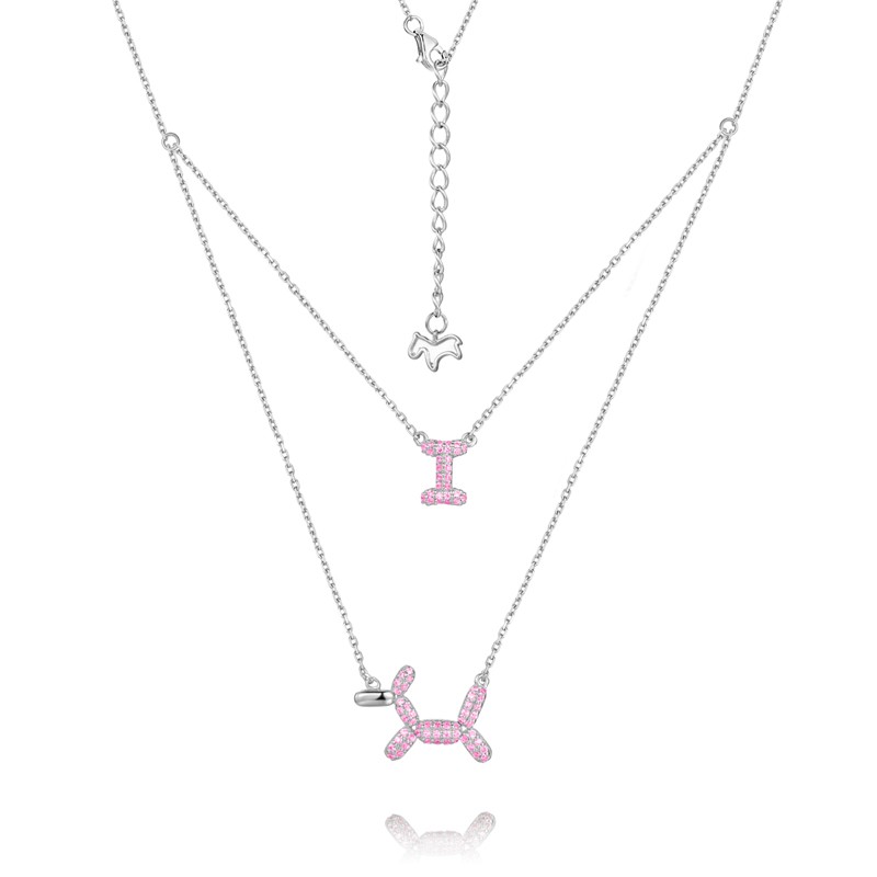 Layered Necklace For Women Sterling Silver Balloon Dog Inspired Vancaro - Sterling Silver Balloon Dog Pendant Layered Necklace For Women Sterling Silver Balloon Dog Inspired Vancaro - Sterling Silver Balloon Dog Pendant