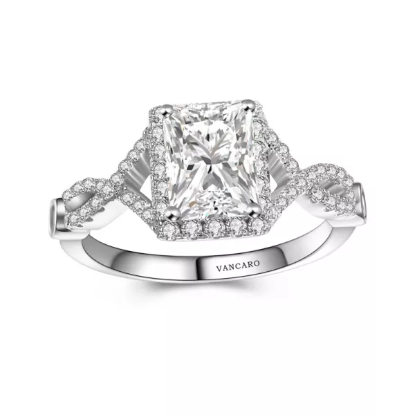 Classic Halo Engagement Ring Women White Radiant