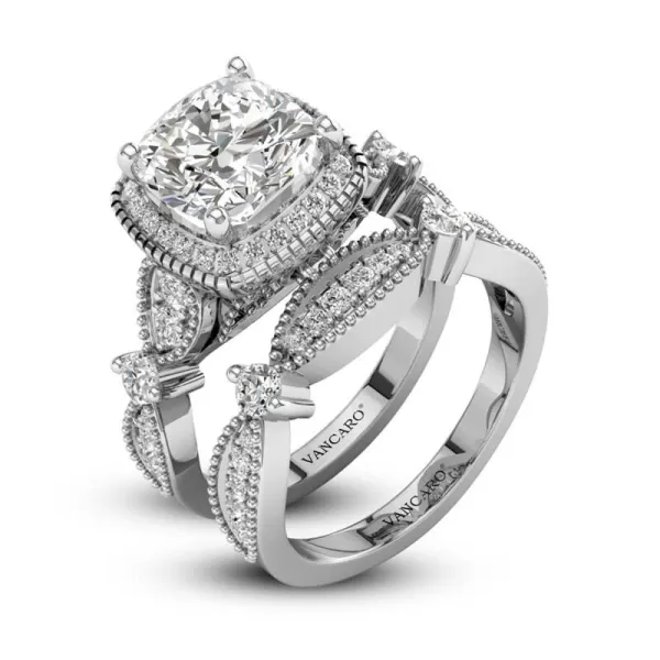 White Gold Wedding Ring Set Princess White Cubic Zirconia Ring Women