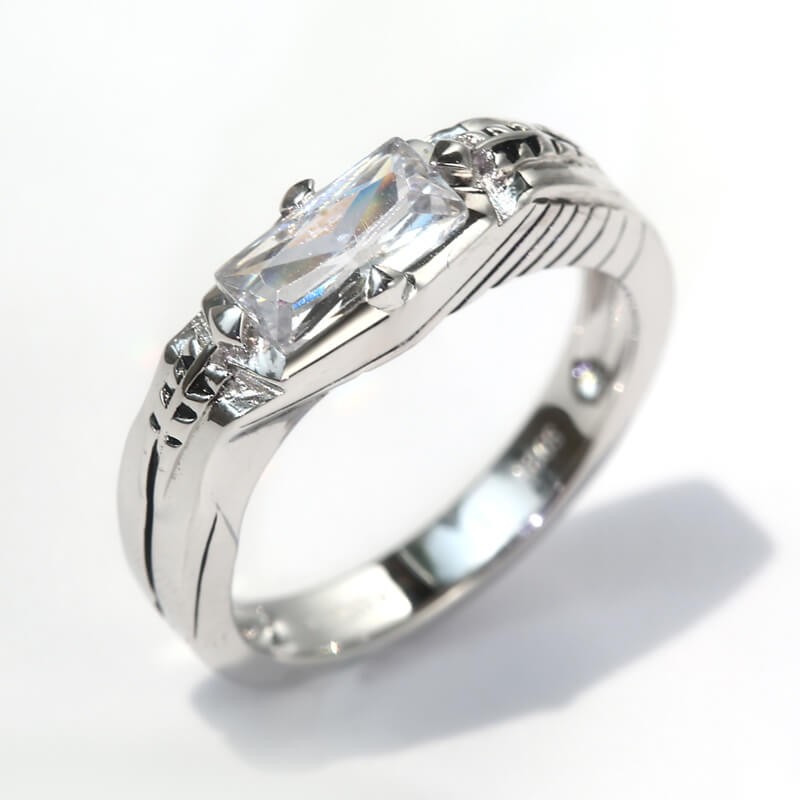 Cubic Zirconia Engagement Ring In Rectangle and Heart Cut ArrowVANCARO