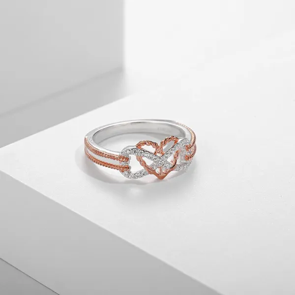 18K Rose Gold Promise Ring Infinity Anchor Ring Women