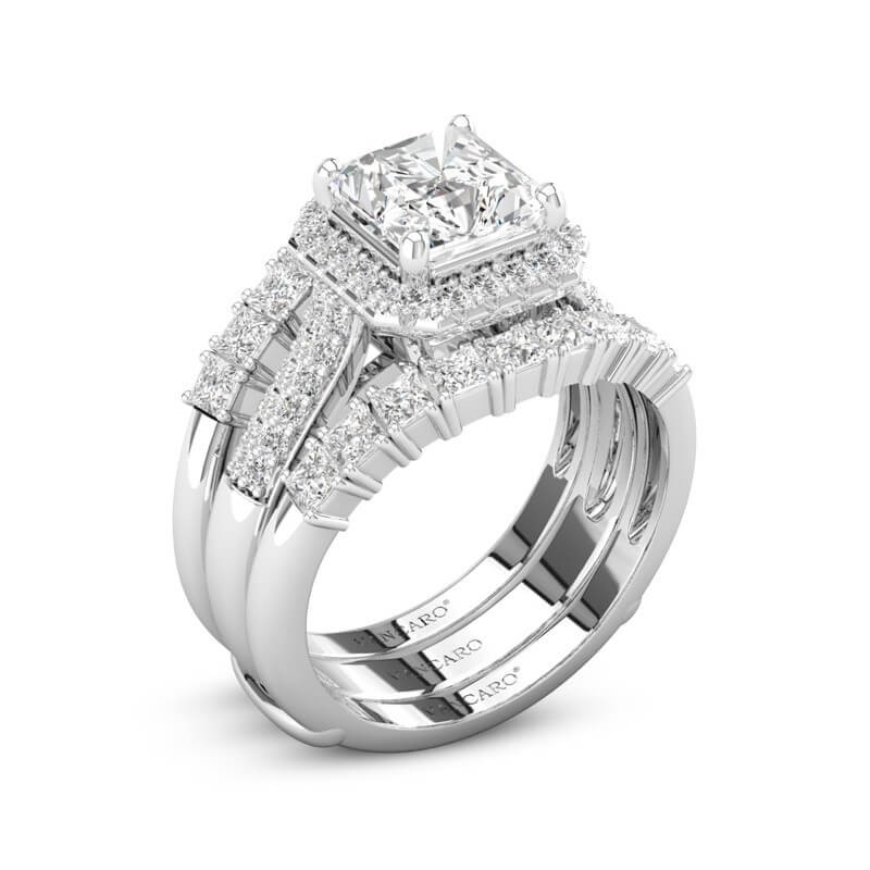 VANCARO Princess Cut Wedding Ring With Enhancers Luxury