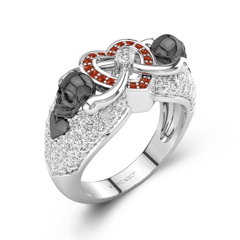 Skull Ring For Women With Infinity Heart Adorned Wedding