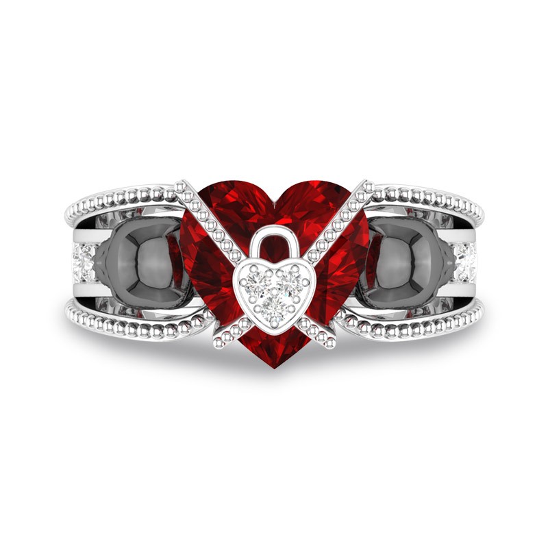 vrede Medaille Huh Gothic Lock Skull Engagement Ring 925 Sterling Silver