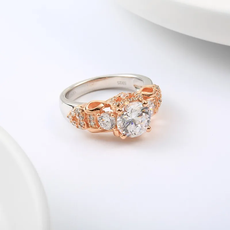 Two Tone Plated Unique Knot Engagement Ring