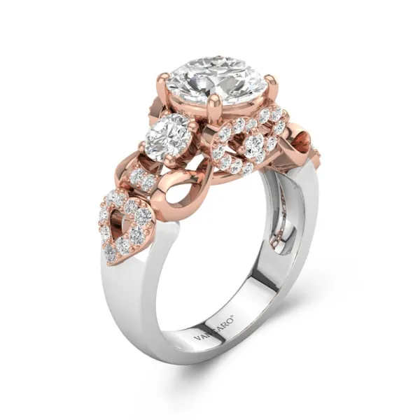 18K Rose Gold Engagement Ring Infinity Round White Cubic Zirconia Ring Women