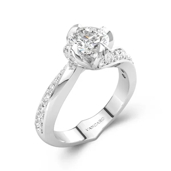 White Gold Plated 925 Sterling Silver Round Cut Engagement Ring
