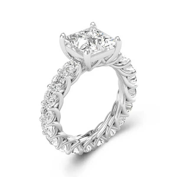 White Gold Engagement Ring Princess White Cubic Zirconia Ring Women