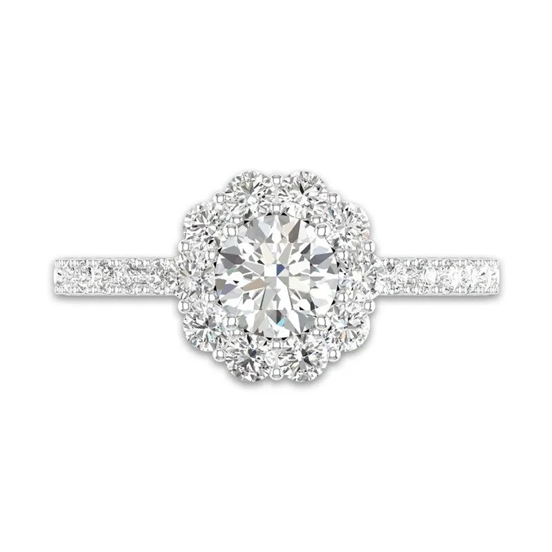 Flower Halo Engagement Ring 1.00ct Cubic Zirconia