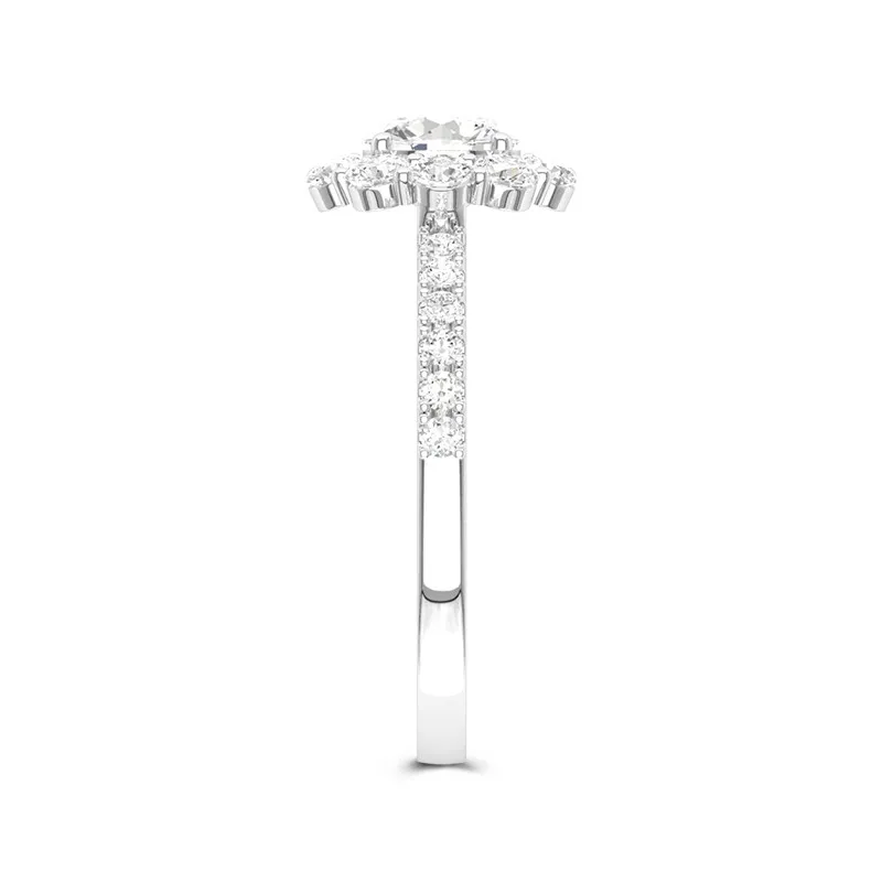 Flower Halo Engagement Ring 1.00ct Cubic Zirconia