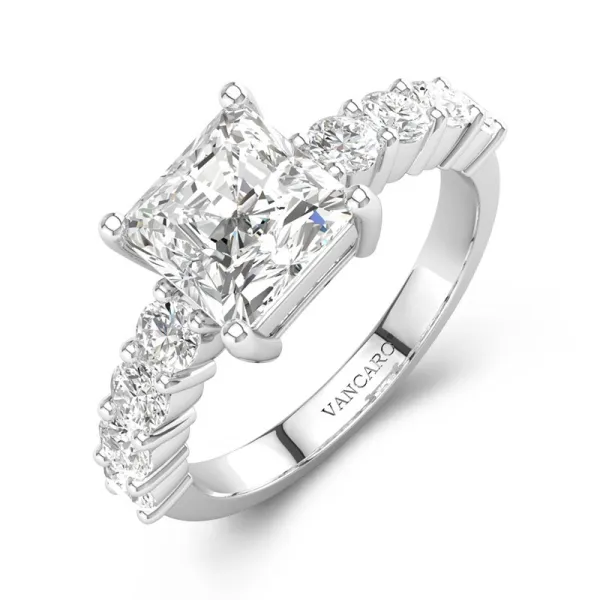 White Gold Engagement Ring Princess White Cubic Zirconia Ring Women