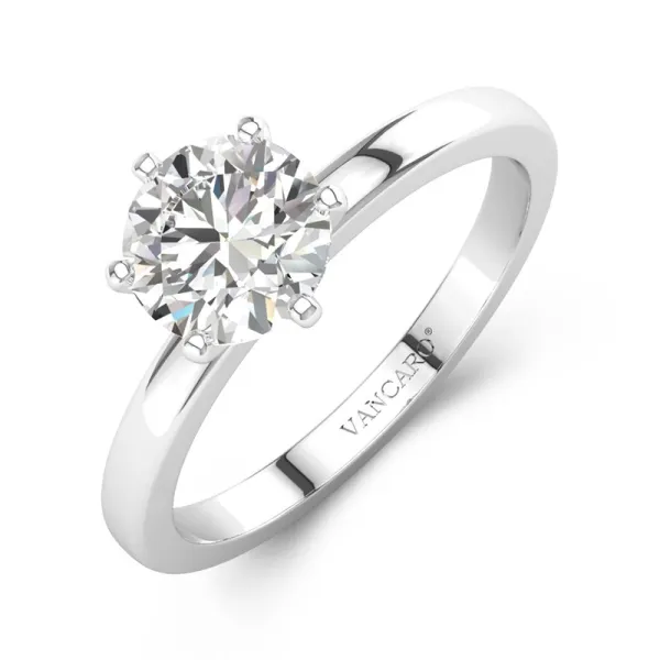 Straight Shank Solitaire Cubic Zirconia Engagement Ring In 925 Sterling Silver