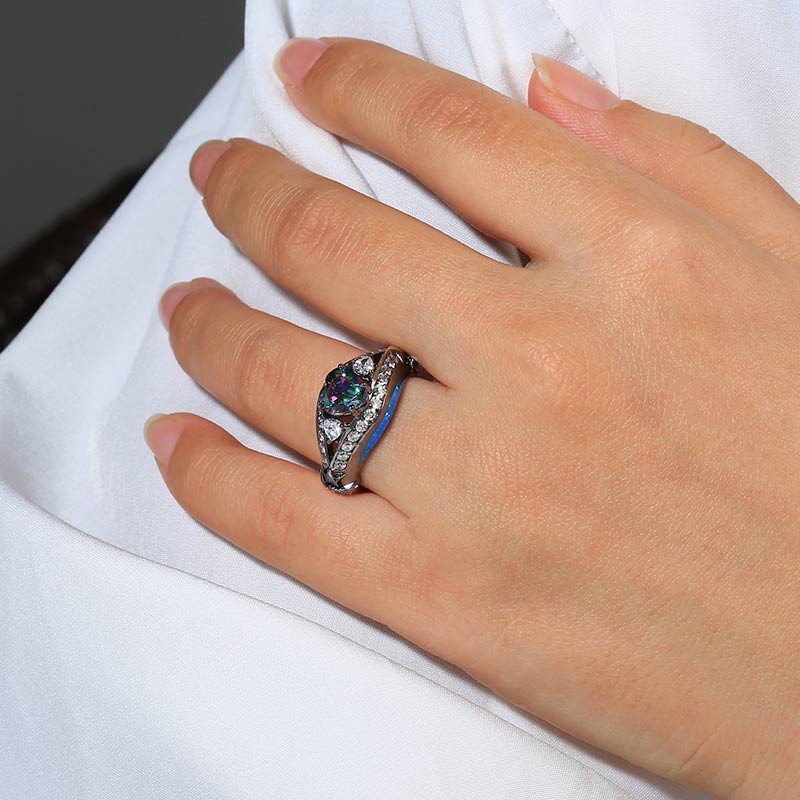 Mystic Topaz Ring | Cushion Shape Mystic Topaz Ring With Diamonds in 10  Karat Rose Gold