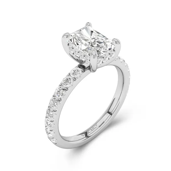Half Eternity Understated Hidden Halo Engagement Ring Cubic Zirconia 1.50ct Princess 925 Sterling Silver