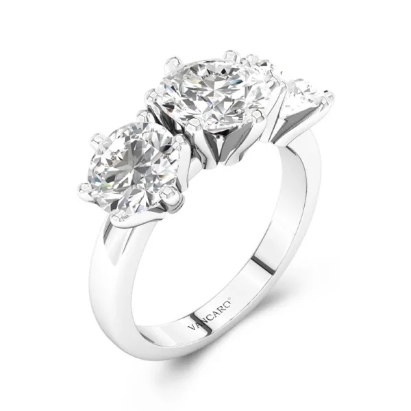 Silver Engagement Ring Round White Cubic Zirconia Ring Women