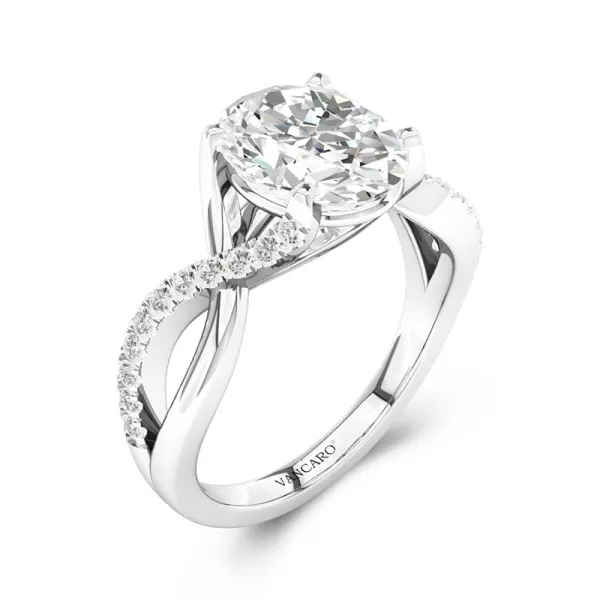 Twist Prong Cubic Zirconia Engagement Ring In 925 Sterling Silver
