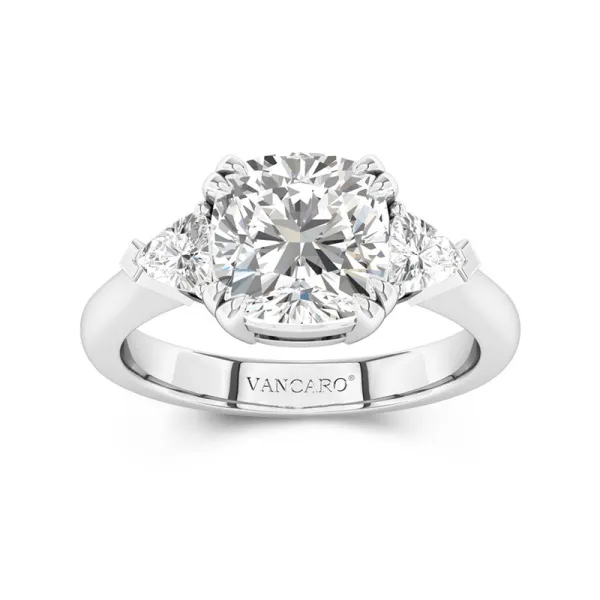 Three Stone Cubic Zirconia Engagement Ring In 925 Sterling Silver