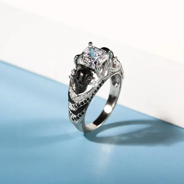 Gothic Skull Ring Women 925 Sterling Silver Engagement Ring