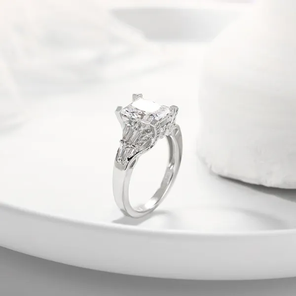 Art Deco Princess Cut Engagement Ring For Women