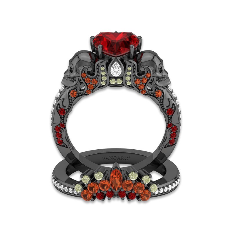 14k Rose Gold Small Skull Engagement Ring — Inchoo Bijoux