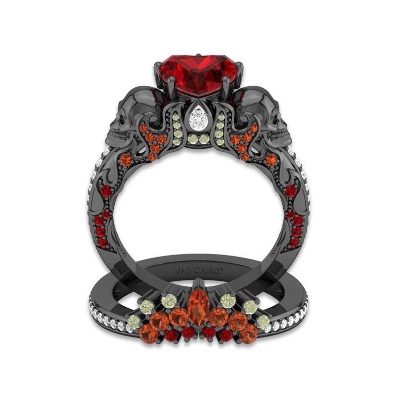 Skull wedding band on sale sets