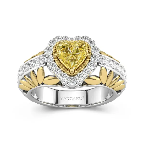 Nature Daisy Engagement Ring Women Yellow Heart