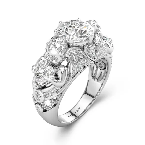 Classic Cupid With Heart  Ring Women 925 Sterling Silver Engagement Ring